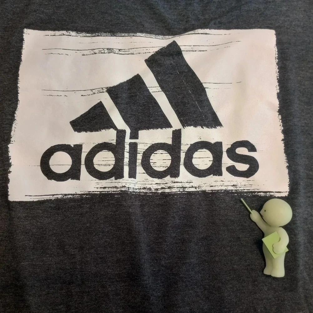 Adidas dark grey white brand t-shirt shirt men's size large L casual wear women